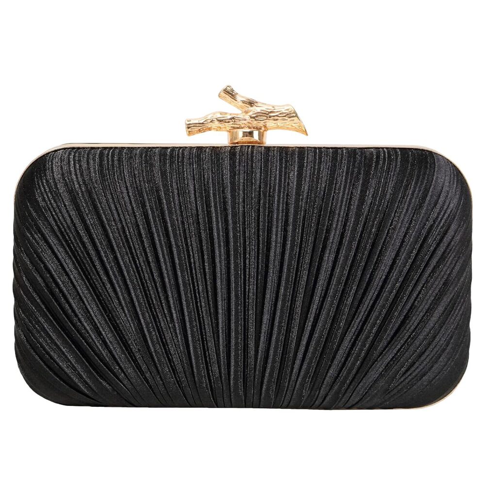4942 Clutch Purses Black Evening Bag Satin Pleated Evening Bags Formal